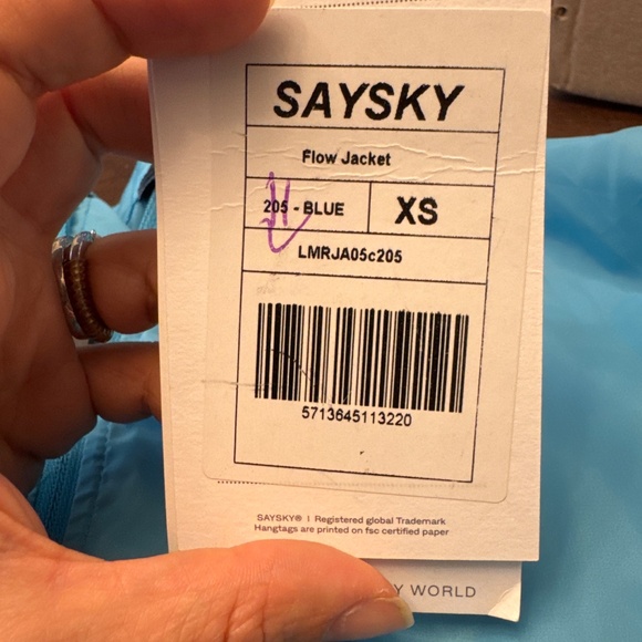 SaySky Flow Jacket - Blue XS NWT - Picture 2 of 2